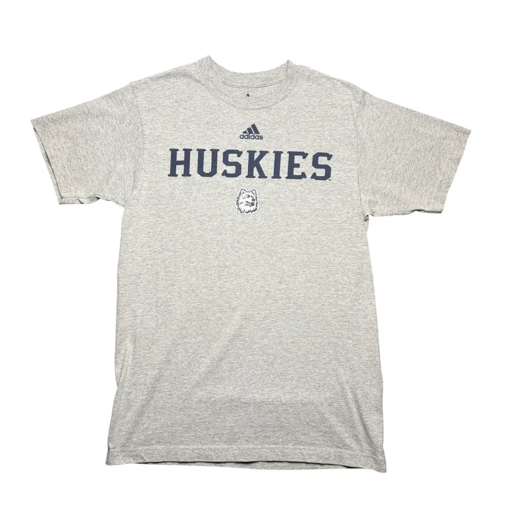 Adidas‎ T-Shirt Mens Medium Gray Huskies Graphic Tee Short Sleeve 34 Chest